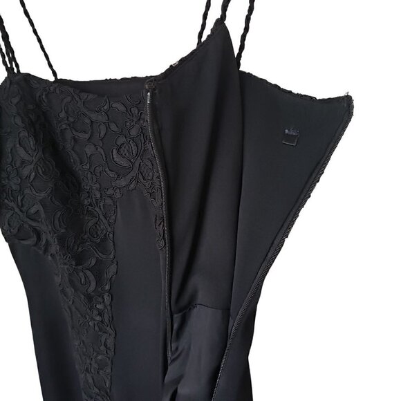 Vintage 90s Y2K Little Black Dress By Andrea Polizzi With Corded Lace Detail - Picture 6 of 8